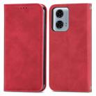 For Motorola Moto G24 Power Retro Skin Feel Magnetic Flip Leather Phone Case(Red) - 1