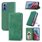 For Motorola  Moto G34 Retro Skin Feel Magnetic Flip Leather Phone Case(Green) - 1