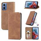 For Motorola  Moto G34 Retro Skin Feel Magnetic Flip Leather Phone Case(Brown) - 1