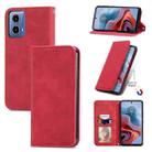 For Motorola  Moto G34 Retro Skin Feel Magnetic Flip Leather Phone Case(Red) - 1