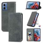 For Motorola  Moto G34 Retro Skin Feel Magnetic Flip Leather Phone Case(Grey) - 1