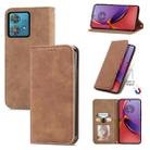 For Motorola Moto G84 Retro Skin Feel Magnetic Flip Leather Phone Case(Brown) - 1