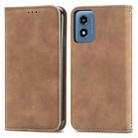 For Motorola Moto G Play 2024 Retro Skin Feel Magnetic Flip Leather Phone Case(Brown) - 1