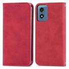 For Motorola Moto G Play 2024 Retro Skin Feel Magnetic Flip Leather Phone Case(Red) - 1