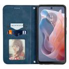 For Motorola Moto G Play 2024 Retro Skin Feel Magnetic Flip Leather Phone Case(Blue) - 3