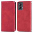 For Motorola Moto G Power 5G 2024 Retro Skin Feel Magnetic Flip Leather Phone Case(Red) - 1