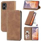 For Motorola Moto G85 Retro Skin Feel Magnetic Flip Leather Phone Case(Brown) - 1