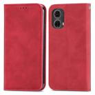 For Motorola Moto G85 Retro Skin Feel Magnetic Flip Leather Phone Case(Red) - 2