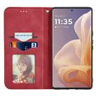 For Motorola Moto G85 Retro Skin Feel Magnetic Flip Leather Phone Case(Red) - 3