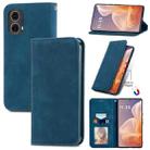 For Motorola Moto G85 Retro Skin Feel Magnetic Flip Leather Phone Case(Blue) - 1