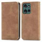 For Motorola Edge 2024 Retro Skin Feel Magnetic Flip Leather Phone Case(Brown) - 1