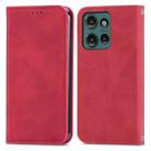 For Motorola Edge 2024 Retro Skin Feel Magnetic Flip Leather Phone Case(Red) - 1