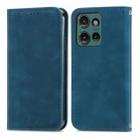 For Motorola Edge 2024 Retro Skin Feel Magnetic Flip Leather Phone Case(Blue) - 1