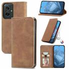 For Motorola Moto G55 Retro Skin Feel Magnetic Flip Leather Phone Case(Brown) - 1
