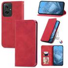 For Motorola Moto G55 Retro Skin Feel Magnetic Flip Leather Phone Case(Red) - 1