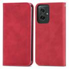 For Motorola Moto G55 Retro Skin Feel Magnetic Flip Leather Phone Case(Red) - 2