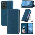For Motorola Moto G55 Retro Skin Feel Magnetic Flip Leather Phone Case(Blue) - 1