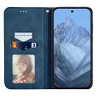 For Motorola Moto G55 Retro Skin Feel Magnetic Flip Leather Phone Case(Blue) - 3