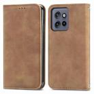 For Motorola Edge 50 Neo Retro Skin Feel Magnetic Flip Leather Phone Case(Brown) - 1