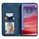 For Motorola Edge 50 Retro Skin Feel Magnetic Flip Leather Phone Case(Blue) - 3