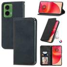 For Motorola Moto G35 Retro Skin Feel Magnetic Flip Leather Phone Case(Black) - 1