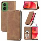 For Motorola Moto G35 Retro Skin Feel Magnetic Flip Leather Phone Case(Brown) - 1