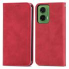 For Motorola Moto G35 Retro Skin Feel Magnetic Flip Leather Phone Case(Red) - 2