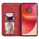 For Motorola Moto G35 Retro Skin Feel Magnetic Flip Leather Phone Case(Red) - 3