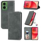 For Motorola Moto G35 Retro Skin Feel Magnetic Flip Leather Phone Case(Grey) - 1