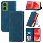 For Motorola Moto G35 Retro Skin Feel Magnetic Flip Leather Phone Case(Blue) - 1