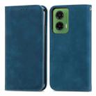 For Motorola Moto G35 Retro Skin Feel Magnetic Flip Leather Phone Case(Blue) - 2