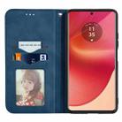 For Motorola Moto G35 Retro Skin Feel Magnetic Flip Leather Phone Case(Blue) - 3