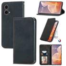 For Motorola  Moto G45 Retro Skin Feel Magnetic Flip Leather Phone Case(Black) - 1