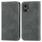 For Motorola  Moto G45 Retro Skin Feel Magnetic Flip Leather Phone Case(Grey) - 2