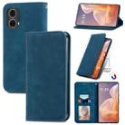 For Motorola  Moto G45 Retro Skin Feel Magnetic Flip Leather Phone Case(Blue) - 1