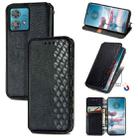 For Motorola Edge 40 Neo Cubic Grid Pressed Magnetic Leather Phone Case(Black) - 1