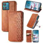 For Motorola Edge 40 Neo Cubic Grid Pressed Magnetic Leather Phone Case(Brown) - 1