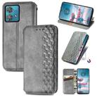 For Motorola Edge 40 Neo Cubic Grid Pressed Magnetic Leather Phone Case(Grey) - 1