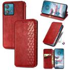 For Motorola Edge 40 Neo Cubic Grid Pressed Magnetic Leather Phone Case(Red) - 1