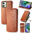 For Motorola Moto G54 5G Cubic Grid Pressed Magnetic Leather Phone Case(Brown) - 1