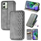 For Motorola Moto G54 5G Cubic Grid Pressed Magnetic Leather Phone Case(Grey) - 1