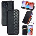 For Motorola Edge 40 Pro Cubic Grid Pressed Magnetic Leather Phone Case(Black) - 1