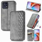 For Motorola Edge 40 Pro Cubic Grid Pressed Magnetic Leather Phone Case(Grey) - 1