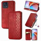 For Motorola Edge 40 Pro Cubic Grid Pressed Magnetic Leather Phone Case(Red) - 1