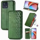 For Motorola Edge 40 Pro Cubic Grid Pressed Magnetic Leather Phone Case(Green) - 1