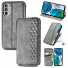 For Motorola Moto G52 Cubic Grid Pressed Magnetic Leather Phone Case(Grey) - 1