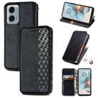 For Motorola Moto G24 Power Cubic Grid Pressed Magnetic Leather Phone Case(Black) - 1