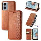 For Motorola Moto G24 Power Cubic Grid Pressed Magnetic Leather Phone Case(Brown) - 1