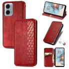 For Motorola Moto G24 Power Cubic Grid Pressed Magnetic Leather Phone Case(Red) - 1