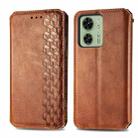 For Motorola Moto Edge 40 5G Cubic Grid Pressed Magnetic Leather Phone Case(Brown) - 1